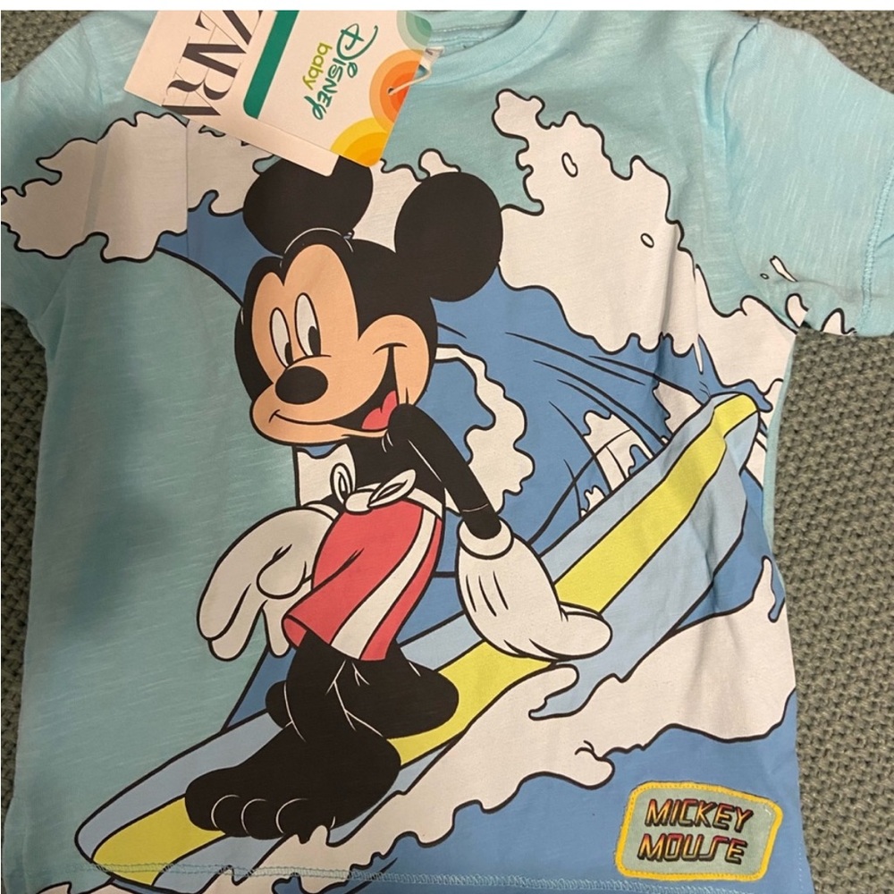 Disney Mickey‎ Mouse Surfing Blue T-Shirt (Size 12-18M, NWT)